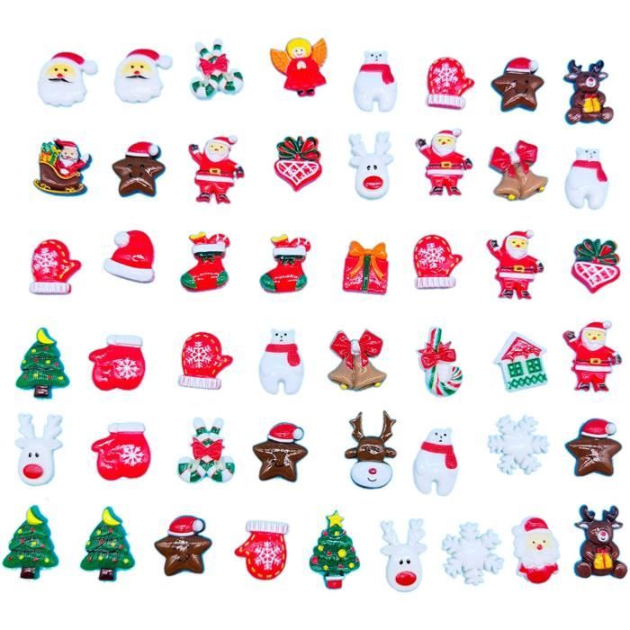 50pcs Figurines Noël Miniature de Résine Père Noël,Sapin de Noël