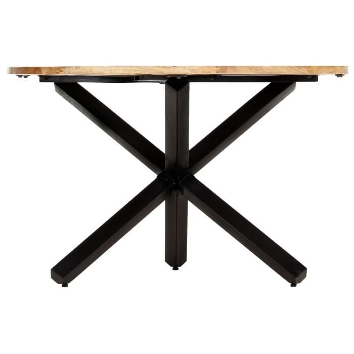 table de salle à manger rond - mothiness - chicbois de manguier massif et fer enduit de poudre - 120x76 cm ly0262 mothinessto