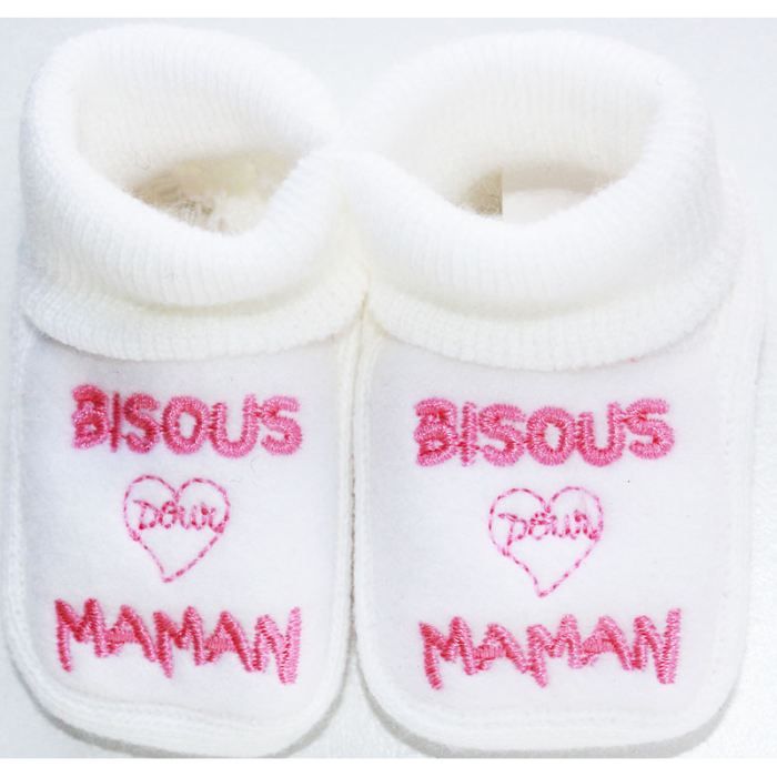 Chaussons Bebe Brodes Bisous Po Achat Vente Chaussons Bebe Brodes Biso Pas Cher Cdiscount