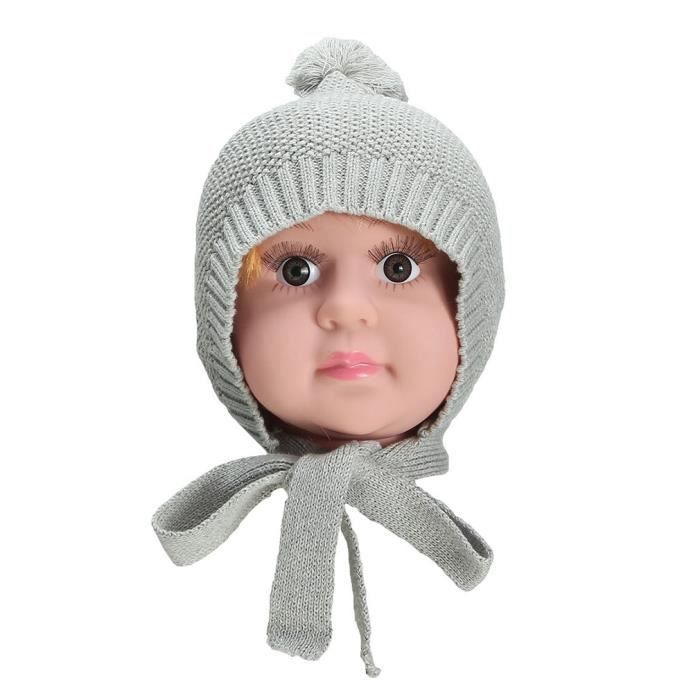 Bonnet Bebe Enfant Tricot Cache Oreille Hiver Gris Gris Cdiscount Pret A Porter