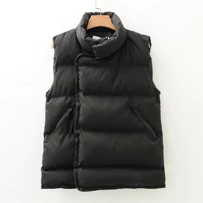 doudoune sans manche simili cuir femme