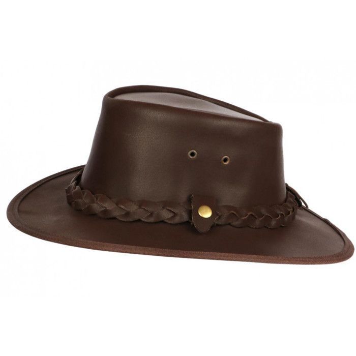 Chapeau En Cuir Marron Traveller Classe Kodiak - Aussie Apparel Taille L - Neuf Avec étiquettes