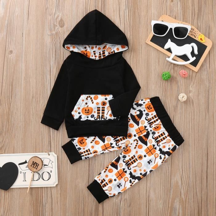 Ensemble De Vetements Bebe Garcon Filles Dessin Anime Tops A Capuchon Pantalon Costumes Costume Halloween Ensemble 424 Noir Cdiscount Pret A Porter