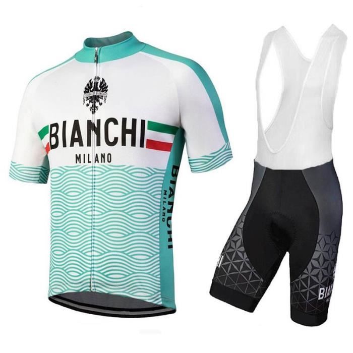 Bianchi Attone Maillot de Cyclisme Manches Courtes + Cuissard Vélo à  Bretelles Homme - Cdiscount Sport