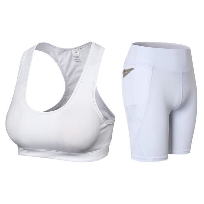 Short de Sport Femme Yoga Fitness Running Gym - Blanc - Fitness