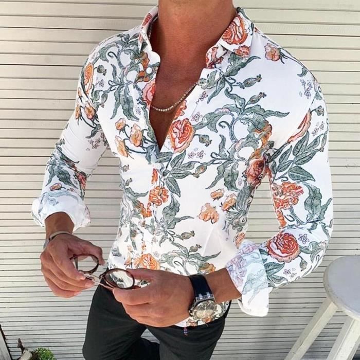 Nous les Hommes Fashion Casual Chemise à Manches Longues Business Slim Fit Shirt Imprimer Chemisier Top Nous les Hommes Fashion Casual Chemise à Manches Longues Business Slim Fit Shirt Imprimer Chemisier Top