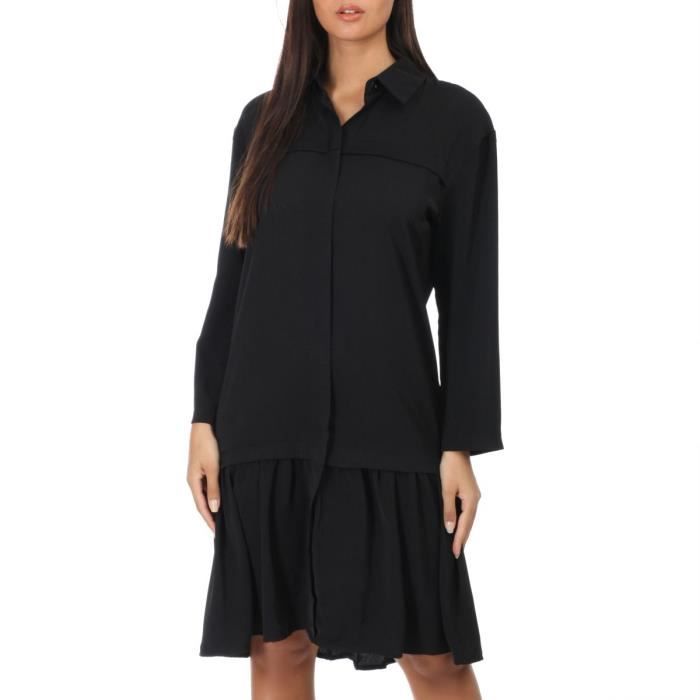 Robe noire fluide manche longue clearance
