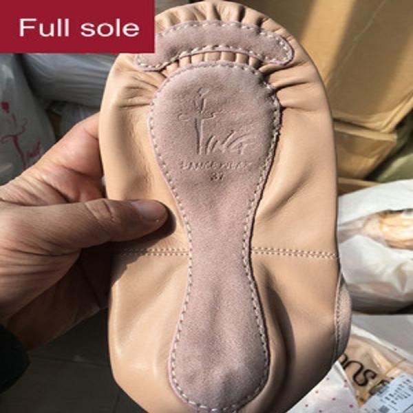 Chaussures De Ballet En Cuir Pour Filles Et Femmes - Semelle Complète Antidérapante