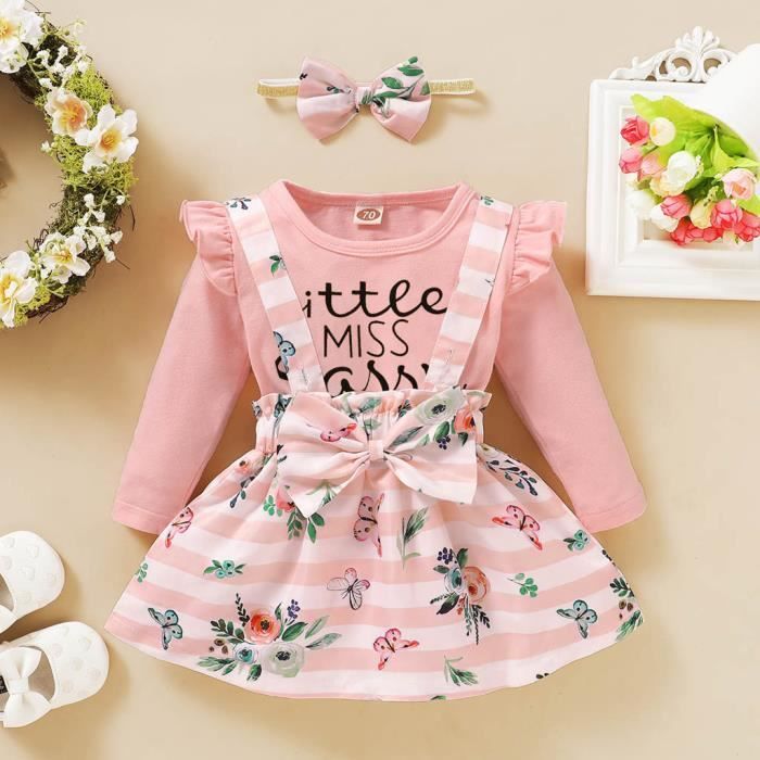 Body Bebe Fille A Imprime Lettre Pour Enfant En Bas Age Jupes A Bretelles Bandeau Rose Cdiscount Pret A Porter