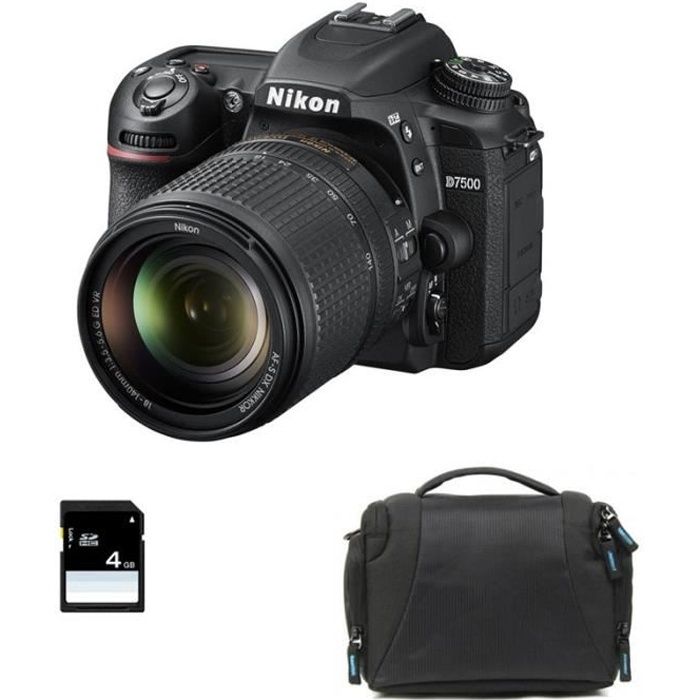 NIKON D7500 + AF-S DX 18-140mm f/3.5-5.6G ED VR Garanti 3 ans + SD 4Go + SAC