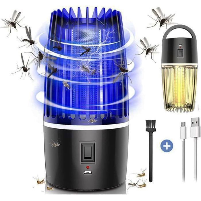 Lampe Anti Moustique, 360 ° UV Électrique Anti Moustique, 2 en 1 Tueur d'Insectes Électrique Lampe Anti Moustique Rechargeable