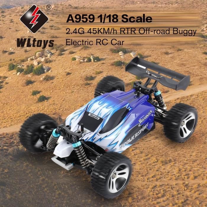 Voiture telecommandee tout terrain WLtoys A959 Bleue Batterie lithium 7.4V 1100mAh Cdiscount Jeux Jouets