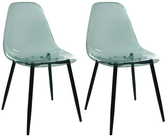 Chaise transparente pieds en métal (Lot de 2)