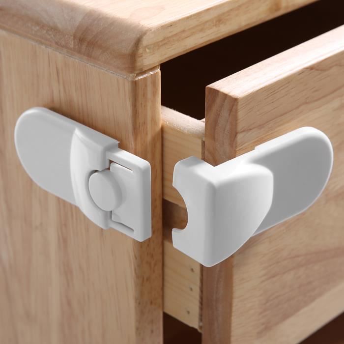 Lot De 2 Sécurité Armoire Bébé En U Avec Code – Verrou Enfant Réglable 4,5-15 Cm – Protection Porte Double Poignée Cuisine Réfrigérateur – Blanc