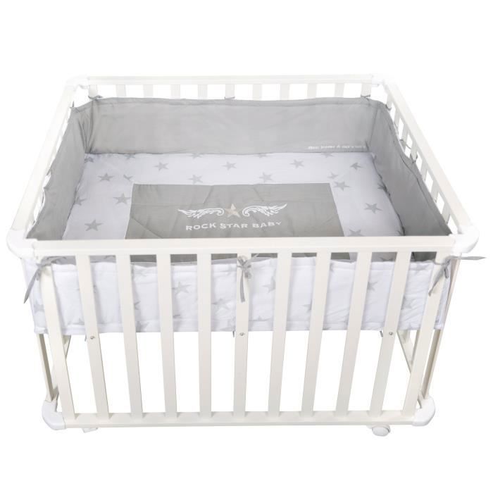 ROBA Parc Bébé Rock Star Baby 75x100 + Tour de Parc de Protection et 4  Roues - Bois Blanc - Cdiscount Puériculture & Eveil bébé