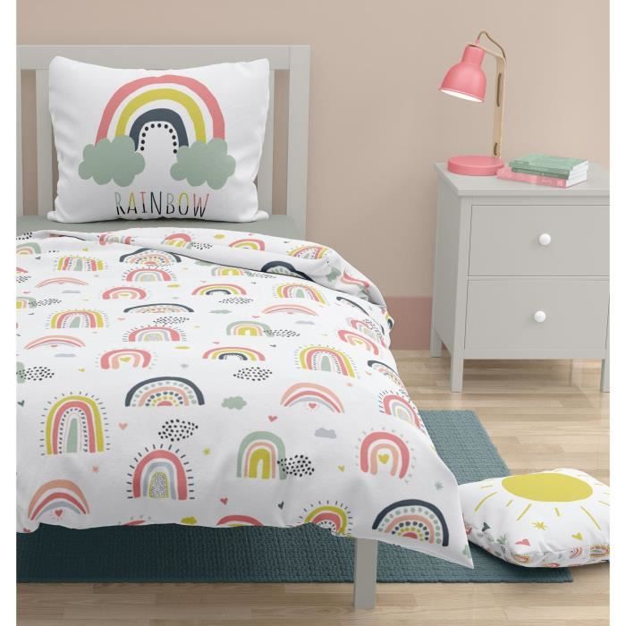 Parure de lit enfant 140x200 cm coton bio Rainbow