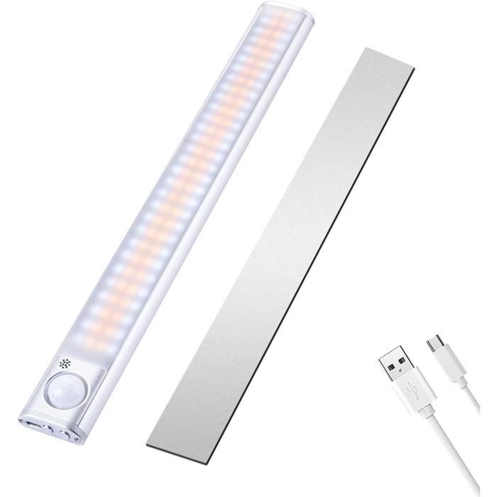 Lampe Detecteur de Mouvement Interieur Rechargeable USB,Lot de 3Lampe de Placard sans fil,Luminosité Réglable avec 3 Couleurs,veilleuse led avec Télécommandes Pour chambre,Cuisine,Escalier Couloir [Cl