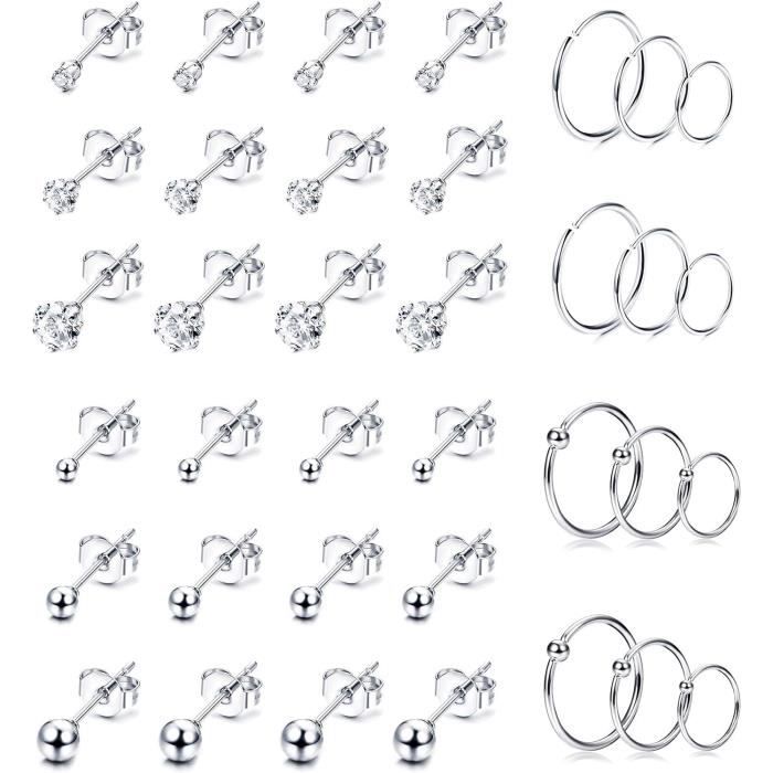 Boucles D'Oreilles Clous Fleur En Argent 925 Avec Zircon - SOFIA MILANI
