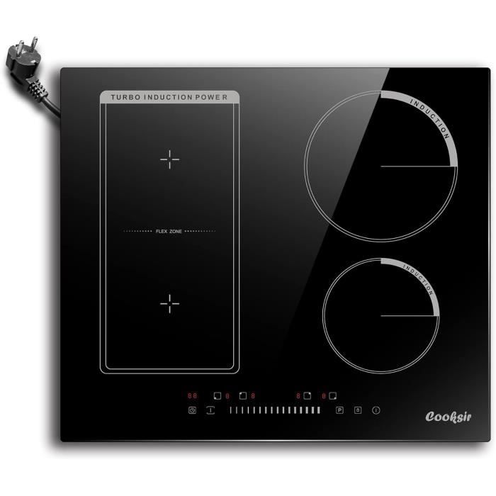 Plaque Induction 4 Feux Hobsir 60cm - 3500W, Encastrable, Commande Tactile, Prise Incluse
