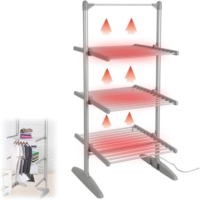 Sèche-linge électrique Avec Roulettes Et étagères à 2 Niveaux
