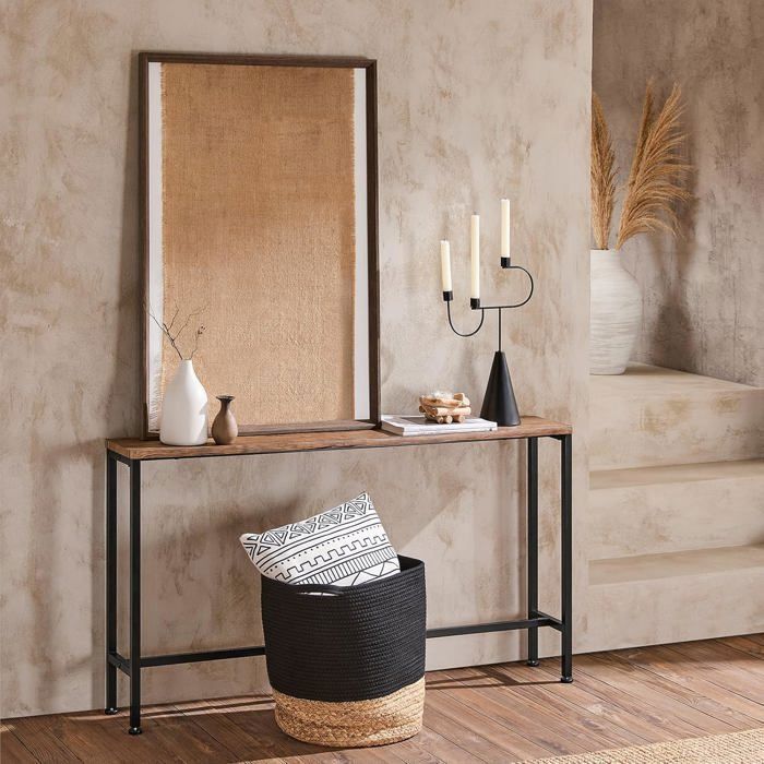 SoBuy Console D'entrée Bois Et Métal Avec 3 Étagères De Rangement Style Industriel Pour Salon Couloir Bureau Noir 110x39x76 Cm - Maison
