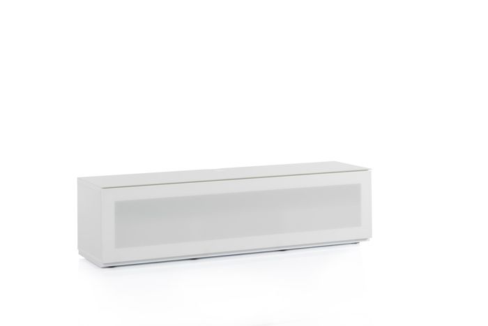 sonorous - meuble tv studio 160 blanc - porte centrale en verre infrarouge - qualité premium - l160cm - tv 60'' max - livré monté