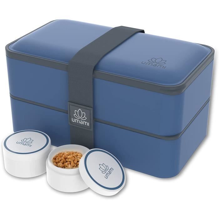 umami lunch box - bento lunch box tout-en-1, boite repas avec couverts et pots à sauce - boite bento pour salades, collations, b243