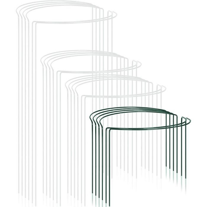 6 Supports Plantes COM-FOUR® - Anneaux Vivaces Fer Vert 55cm Pour Rosiers, Fleurs Et Jardinières