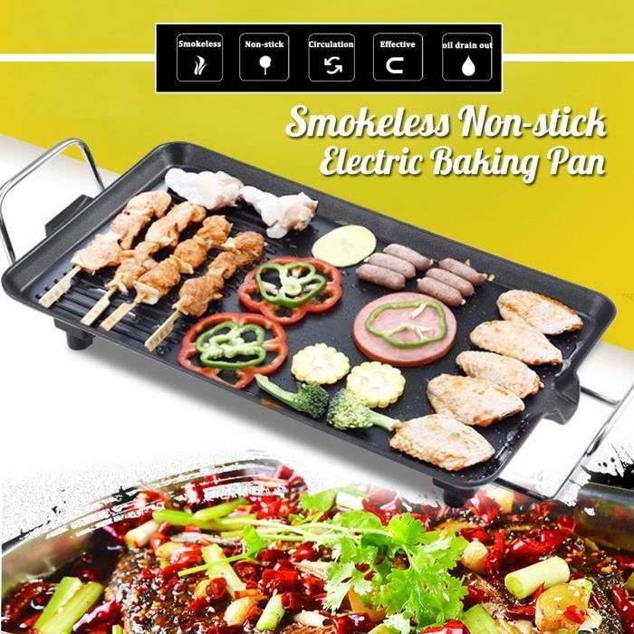 Plancha Electrique Grill Viande 1500w 5 Niveaux De Temperature