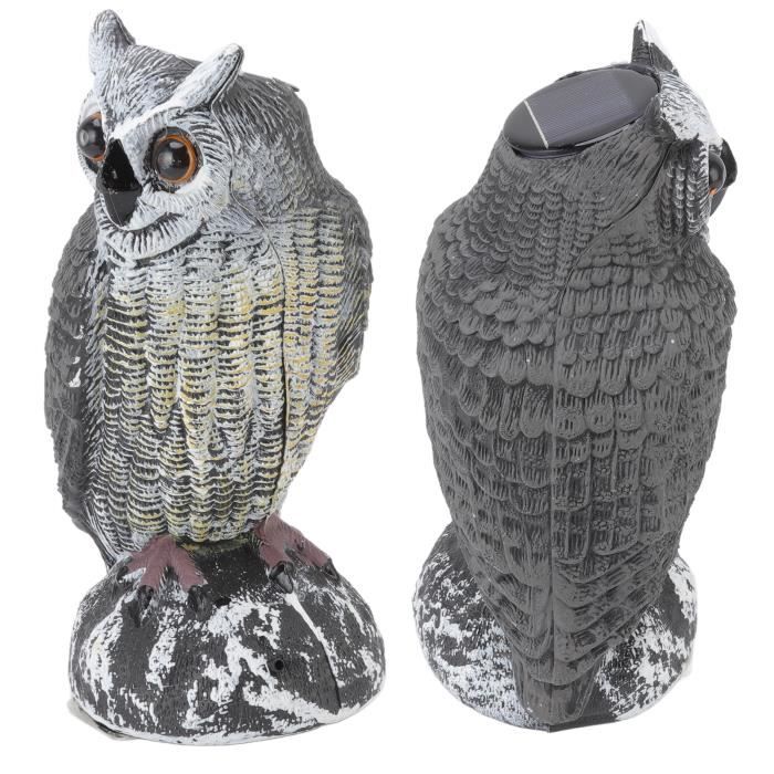 Hibou Effaroucheur Solaire Réaliste – Statue Hibou Grand-duc Yeux Lumineux Clignotants Pour Jardin, Repousse Oiseaux & Rongeurs