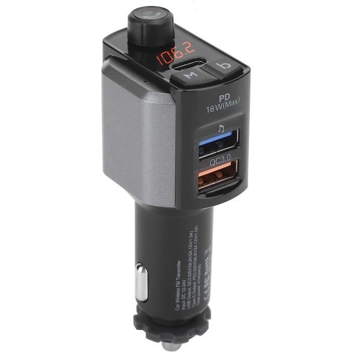 AOSAIXIS Émetteur FM Bluetooth Pour Voiture - Adaptateur USB-C & USB 2.4A, Charge Rapide, Appels Mains Libres, Streaming MP3/FLAC - 8
