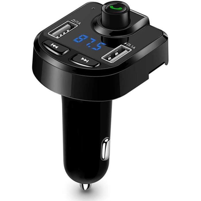 Transmetteur FM Bluetooth Pour Voiture – 2 Ports USB, Appels Mains Libres, Lecture MP3 Et TF