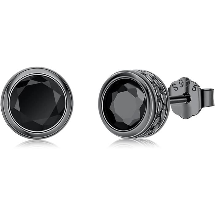 Accessoires élégants Femmes Boucles D'oreilles Onyx Noir - Argent 925 - 10 Mm - Style Vintage Boucles D'oreilles Vintage