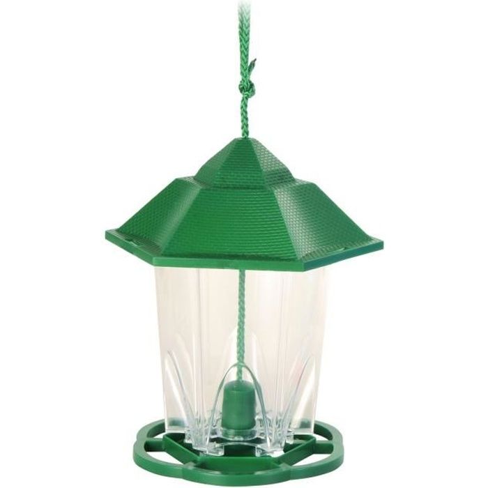 Mangeoire extérieure lanterne pour oiseaux - Plastique - Surface - Couvercle amovible - 300 ml/17 cm