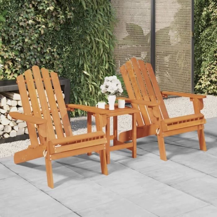 Chaises de jardin Adirondack VIDAXL Bois massif d acacia Resistant aux intemperies Cdiscount Jardin