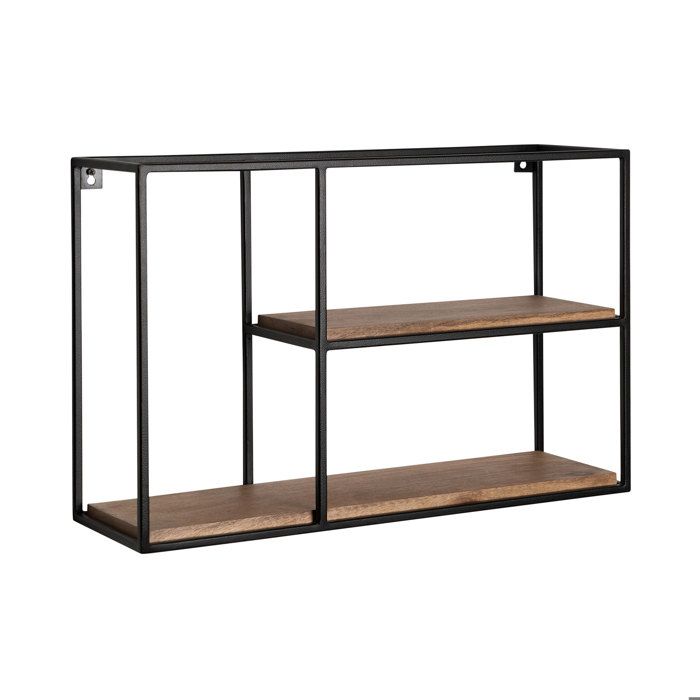 Étagère Murale Bois Massif Métal 60x40x18 cm - WOHNLING - Étagère Suspendue Flottante Étagère Murale Bois Massif Métal 60x40x18 cm - WOHNLING - Étagère Suspendue Flottante