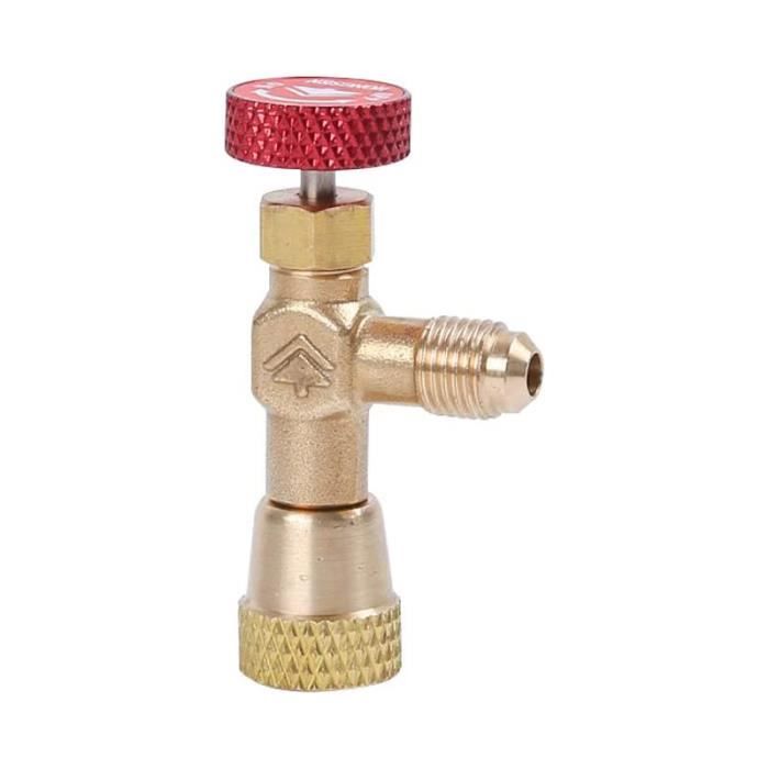 R410A Adaptateur 1/4 Pouce - 5/16 Pouce Vanne Régulation Réfrigérant Soupape De Sécurité Climatisation, Utilisé Pour La Réparation De La Climatisation, Rouge