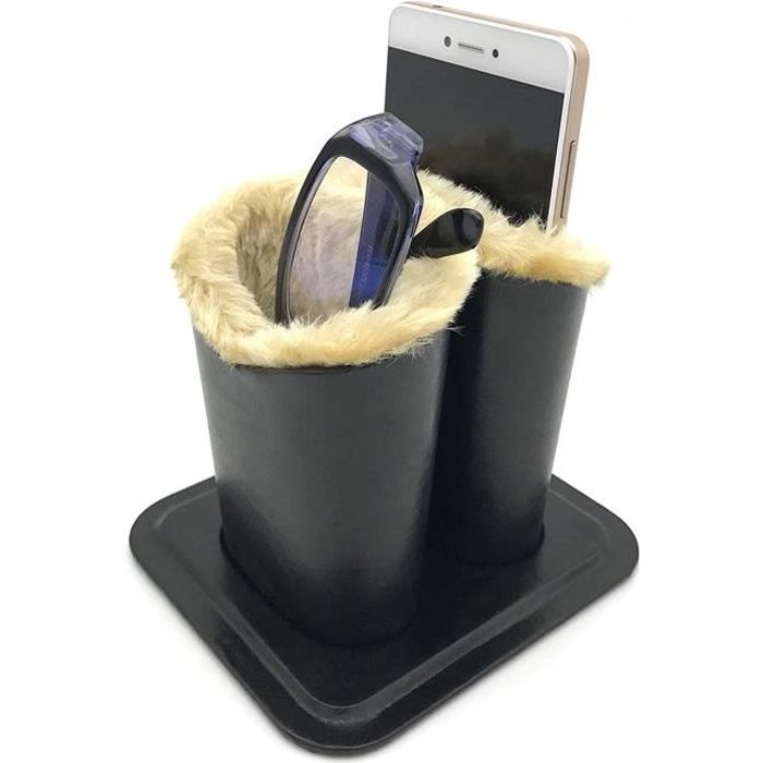 Porte-lunettes Doublé Peluche - Étui De Protection En Similicuir PU - Anti-rayures Pour Maison, Bureau, école - 11,6x8,1x12 Cm - 12