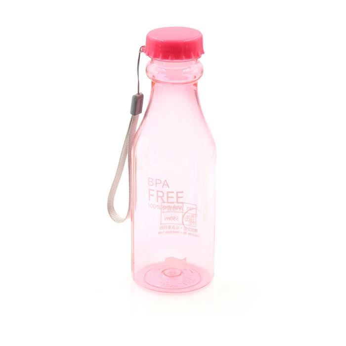 Bouteille D’eau Plate 750 Ml – Marqueur De Temps, Bouchon à Clic, Sangle De Transport – Silicone TPU, Sans BPA – Rose – Idéal Sport Et Voyage