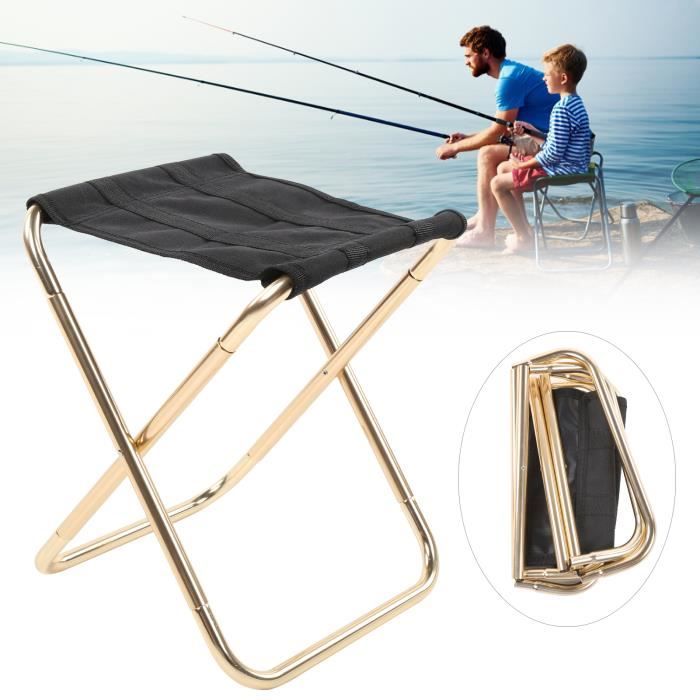 Tabouret Pliant Portable Aluminium - Chaise Camping Léger Avec Sac Transport