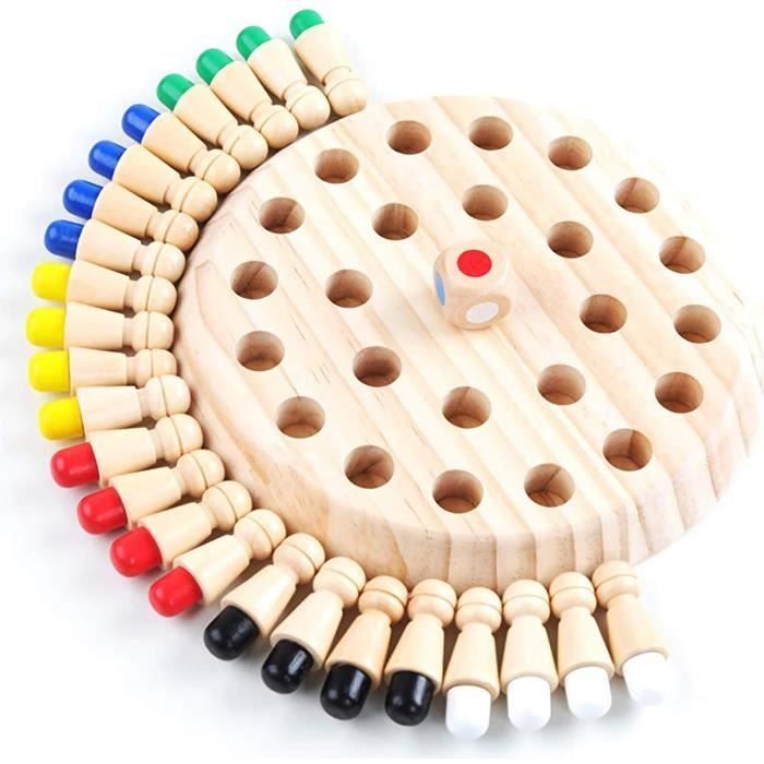 24 Pcs de Jouets Éducatifs en Bois pour Enfants Échecs de Couleur Mémoire Z5P0
