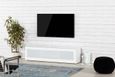 Sonorous - Meuble Tv STUDIO 160 Blanc - Porte centrale en verre infrarouge - Qualité premium - L160cm - TV 60'' max - Livré monté-1