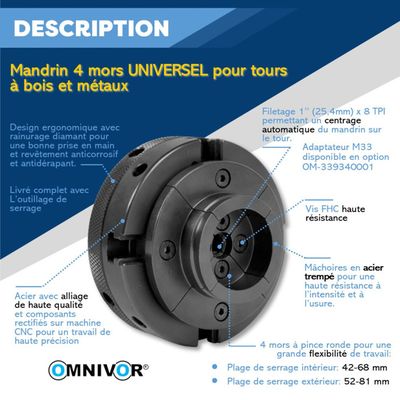 Mothinessto Mandrin De Centrage Automatique à 3 Mâchoires Mandrin De à