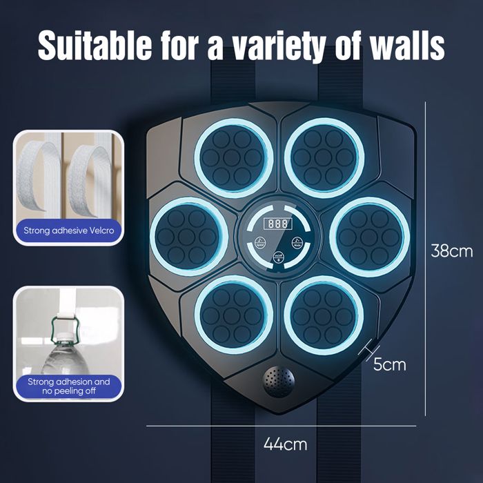 Machine De Boxe Musicale Bluetooth Avec LED – 9 Vitesses, 11 Modes – Pour Maison Et Salle – Installation Sans Perçage