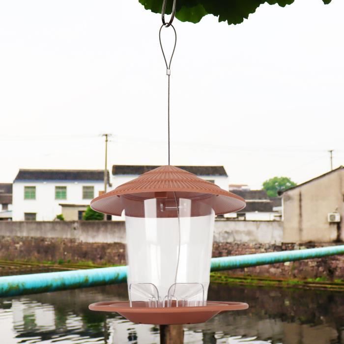 Mangeoire à Oiseaux Suspendue Transparente - 2 Pièces, 2 Ports, Tube Plastique, Pour Pinsons Et Petits Oiseaux Du Jardin