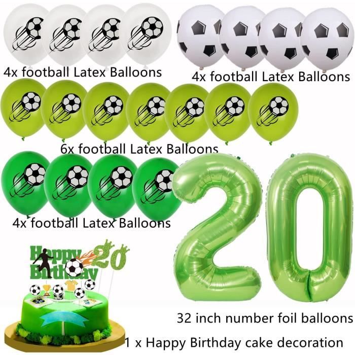 Ballon De Foot 20 Ans Anniversaire Vert Football 20 Décoration