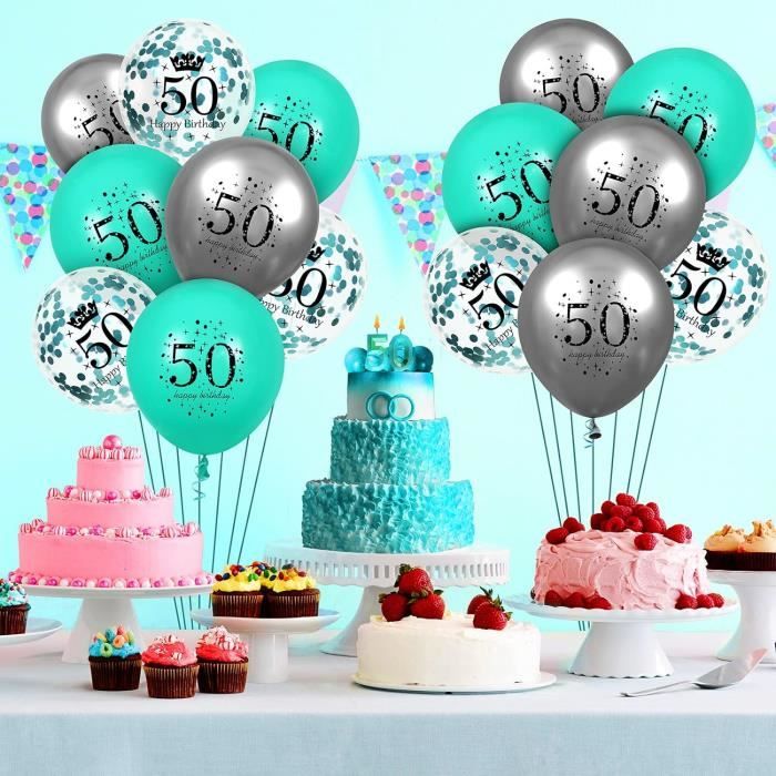 Decoration Anniversaire 50 Ans Homme Bleu Argenté 50 Ans Anniversaire Homme Bleu Argent Ballons