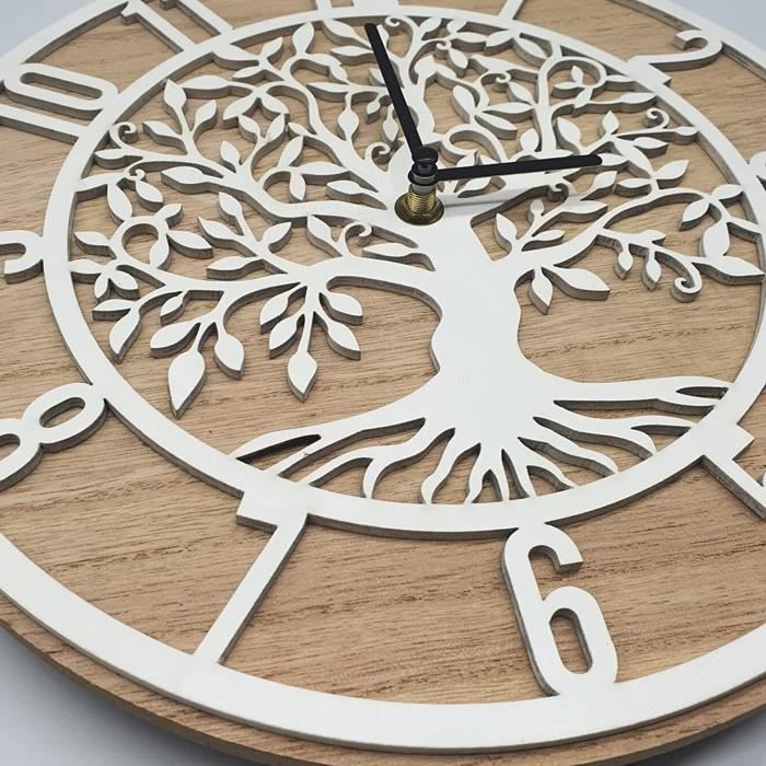 Horloge murale en bois arbres 