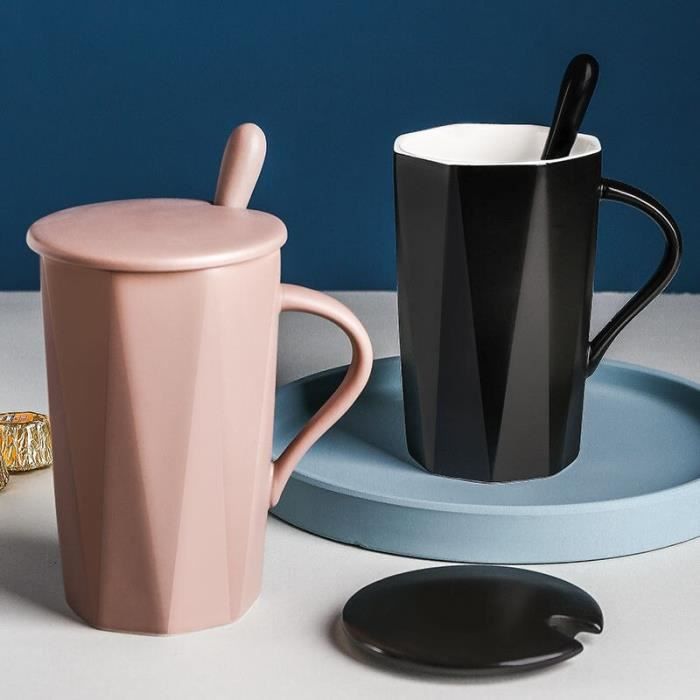Tasse créative en céramique, Tasse avec couvercle pour thé, café et lait