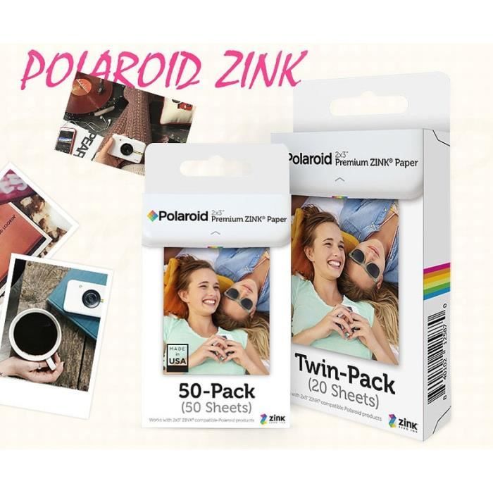 SOLDES 2024 : - 46% Pack de 20 Papiers photo Instantanée Polaroid ZINK  Format 2x3'' - Neuf pas cher